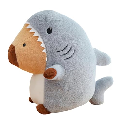 Opvonxeh Capybara Plush, Reversible Plush Shark Capybara, Stuffed Cushion Toy, Aesthetic Craft Ornament, Cartoon Animal Pillow, Capybara Stuffed Toy, Cute Animal Pillow for Home, Plush Capybara Toy von Opvonxeh