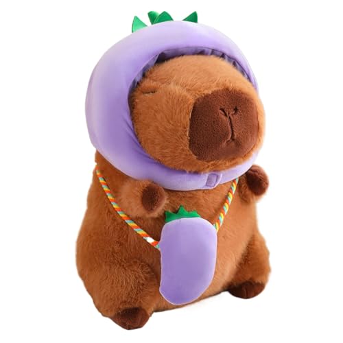 Opvonxeh Capybara Plush, Soft Vegetable Theme Stuffed Animal Doll, 28cm Capybara Toys, Long Tail: Cute Plush with Hat and Bag for Home Decoration in Living Room, Bedroom, and Study von Opvonxeh