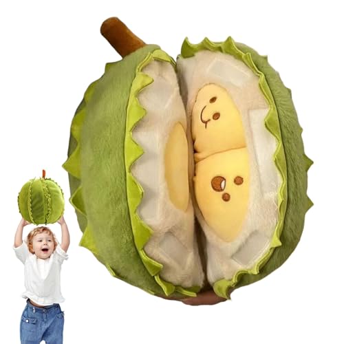 Opvonxeh Durian Plush Toy, Creative Detachable Fruit Toy, Relaxation, 11.81inch Cute Peeling Durian Doll for Bed, Sofa, Living Room, Bedroom, Fun and Cozy Decorative Piece von Opvonxeh