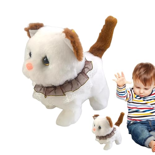 Opvonxeh Electric Interactive Cat Stuffed Animal, Walking and Wagging Tail Electronic Plush Toy, Interactive Electronic Toy Kitten, Electronic Plush Cat for Kids, Interactive Walking Cat Toy von Opvonxeh