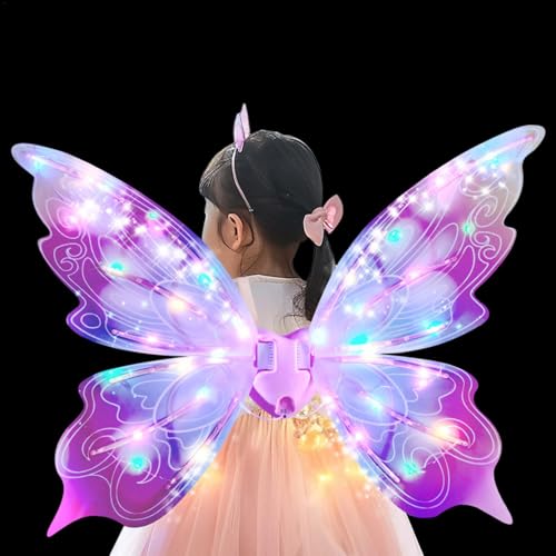 Opvonxeh Electric Moving Butterfly Wings, Princess Dress Up Toys Wings, Sparkling Kids Halloween Kostüm Flügel, Musical Butterfly Wings for Kids, Interactive Dress Up Accessories von Opvonxeh