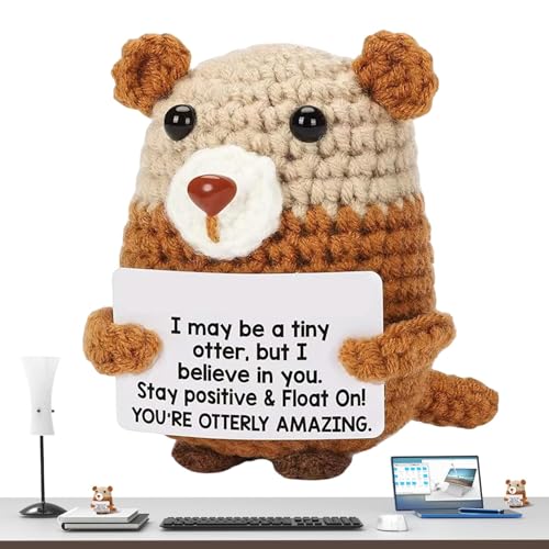 Opvonxeh Emotional Support Crochet, Cute Gives Inspirational Animal with Positive Card, Handmade Uplifting Table Ornament, Soft Knitted Cheer-Up Doll, Ideal for Home, Office, and Gift von Opvonxeh