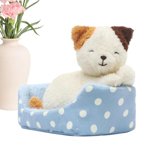 Opvonxeh Gefüllte Tiere, Dog Cat mit Bed Desk Dekoration, Huggable und Soft Stuffed Animals Huggers, Cozy Companions für Kinder und Erwachsene, perfekt für Komfort und Heimdekoration von Opvonxeh