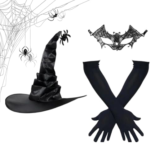 Opvonxeh Hexenhüte - Damen Hexenhüte,Weitkrempiger Hut Kostüm Handschuhe Karneval Accessoires Damen Erwachsene Halloween Party Cosplay Maskerade Fotoprops Opvonxeh Hexenhüte - Damen Hexenhüte,Weitkrempiger Hut Kostüm Handschuhe Karneval Accessoires Damen Erwachsene Halloween Party Cosplay Maskerade Fotoprops von Opvonxeh