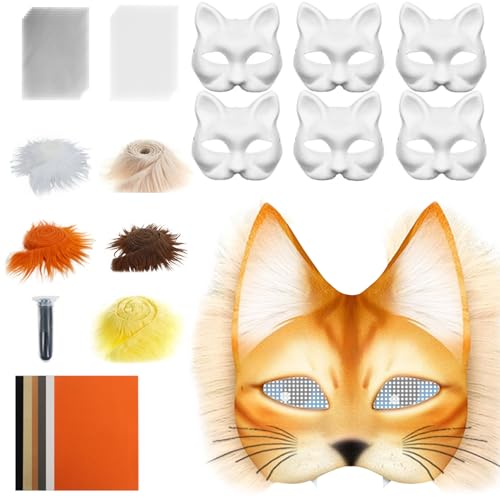Opvonxeh Katzenmasken zum Basteln, Set mit neutralen Katzenmasken | Handwerk mit Tüll und Filz, Kostümzubehör für Cosplay, Party, Männer, Frauen, Karneval Opvonxeh Katzenmasken zum Basteln, Set mit neutralen Katzenmasken | Handwerk mit Tüll und Filz, Kostümzubehör für Cosplay, Party, Männer, Frauen, Karneval von Opvonxeh