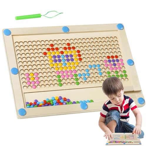 Opvonxeh Magnetisches Dot Art Board, Holzdrawingboard mit magnetischen Perlen, Lernspielzeug für Kinder, kreative Aktivitäten von Opvonxeh