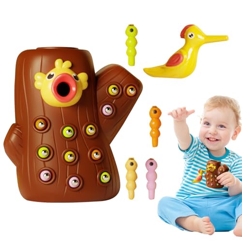 Opvonxeh Magnetisches Vogel-Feeding-Spielzeug, Woodpecker Wurm Fine Motor Skills Spielzeug, Lernspielzeug für Kinder, frühes Lernspielzeug für Alter 2-4, feine Motorskills von Opvonxeh