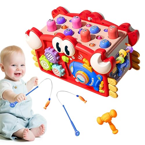 Opvonxeh Multifunktionaler Aktivitätswürfel, Lern-Puzzle-Spielzeug, Klavier und Instrumente, Förderung der Kognitive und Motorskills, Activity Cube für Kinder ab 3 Jahren, 25,7 x 15,2 x 14,1 x 14,1 cm von Opvonxeh