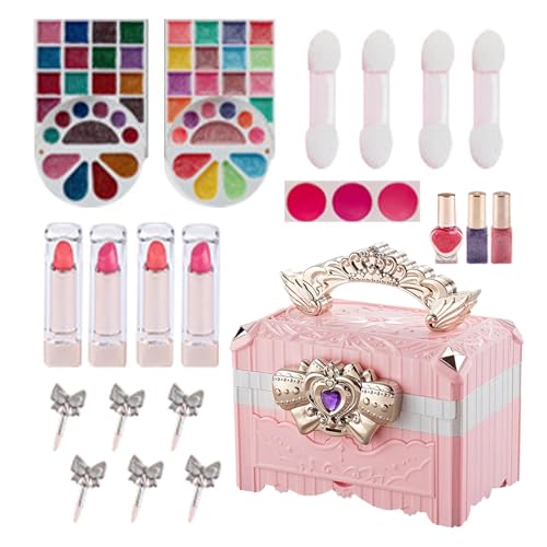 Opvonxeh Pretend Play Makeup Toys, Little Girl Princess Cosplay Makeup Set, Safe and Harmless Makeup Dresser for Christmas, Birthday, New Year, Children’s Day, Girl Beauty Toy von Opvonxeh