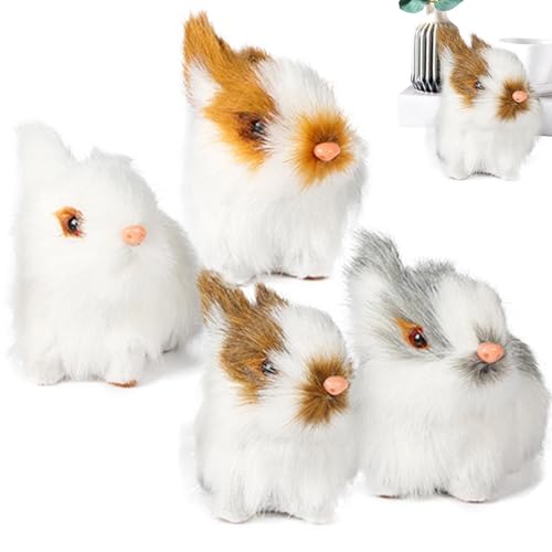 Opvonxeh Simulated Rabbit, Home Simulation Bunny, Simulated Rabbit Realistic Furry Rabbit Figuren, Plush Bunny Miniaturen für Heimdekoration, Miniatur Stuffed Bunny Models von Opvonxeh