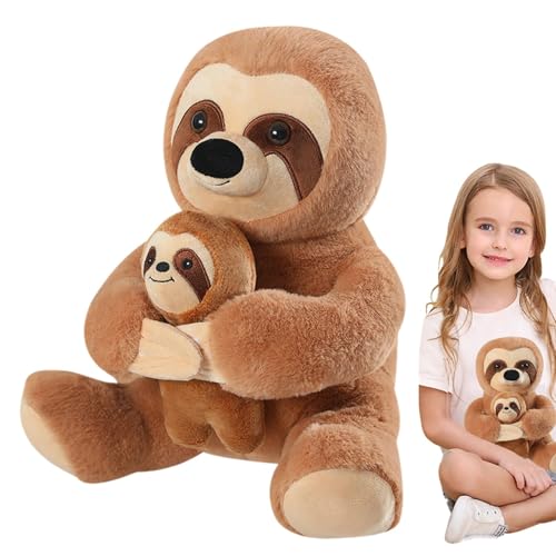 Opvonxeh Sloth Stuffed Animal, Mother and Child Sloth Plush Doll, Cartoon Stuffed Animal Toy, Cartoon Plush Doll Toy, Mother and Child Sloth Plush Toy for Kids and Adults, Cute Animal Plush Pillow von Opvonxeh