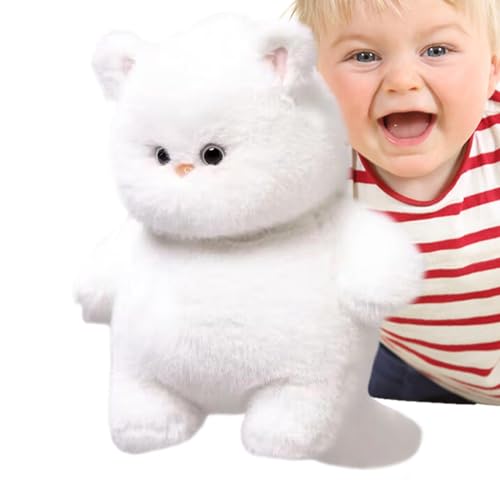 Opvonxeh Stuffed White Cat, Soft Hugging Kitten, Lovely Realistic Handmade Plüschtier Rag-Puppe, niedlich, kuschelige Kätzchen, Stuffed Toys für Kinder zum Schlafen Partner von Opvonxeh