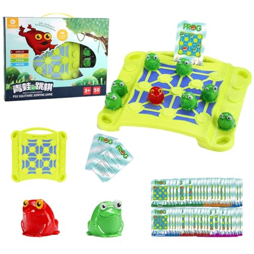 Tischspiel Frosch, fliegendes Schachspiel | Strategisches Brettspiel, Lernspielzeug mit springendem Frosch-Motiv, Puzzles für Kleinkinder mit Spielkarten für Erwachsene und von Opvonxeh