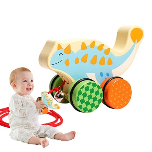 Walking Along Pull Toy, Classic Wooden Pull Along Toy, Dinosaur Dragging Toy for Kids, 18 Months+ Pull Toy, Pull Along Dinosaur Toy Set, Wooden Toy for, Dinosaur Playset for Boys von Opvonxeh