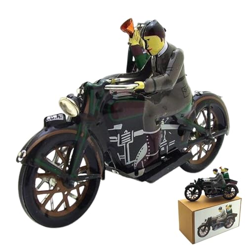 opvonxeh Handgefertigtes, handwerklich hergestelltes Motorradspielzeug auf Rädern, Aufziehmechanismus, Motorradornament, Legierungsbau-Motorrad, Sammlerstück, vielseitige Dekoration, Legierungsmotorra von Opvonxeh