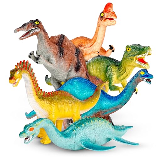 Oramics XXL Dinosaurier Spielzeug Set Kindergeburtstag - große Dino-Set 6-teilig Verschiedene Dino Figuren Sound Geräusche Höhe 13-19,5 cm auch Tyrannosaurus Rex - Kinderzimmer Deko Kindergeschenk von Oramics