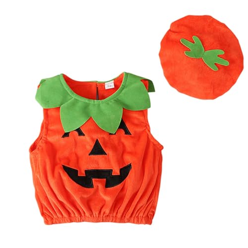 Baby Pumpkin Halloween Kostüm Kinder, Niedlichen Pumpkin Strampler Halloween Kostüm Baby Für Pumpkin Halloween Cosplay Party Kleidung Halloween Kostüm Kinder Mädchen Jungen Für (Orange, 18-24 Months) von Orbgons