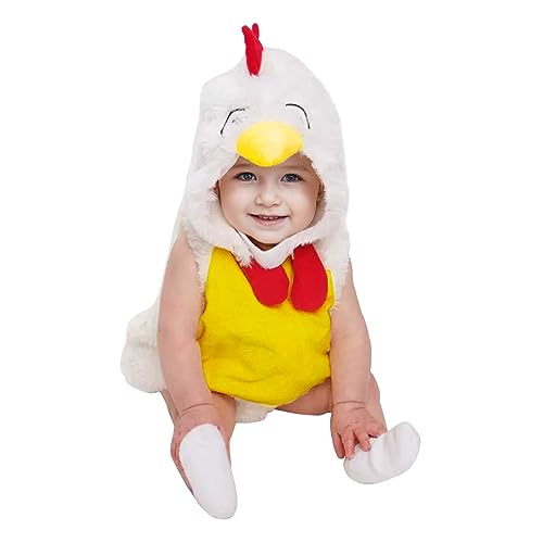 Faschingskostüme Baby Küken Kostüm, Baby Kostüm Küken, Mädchen Jungen Huhn Strampler Kostüm Schuhe Outfits Set Winter Cosplay Baby Fleece Hut Tieroverall Säuglingsmädchen (08 White, 12-18 Months) von Orbgons