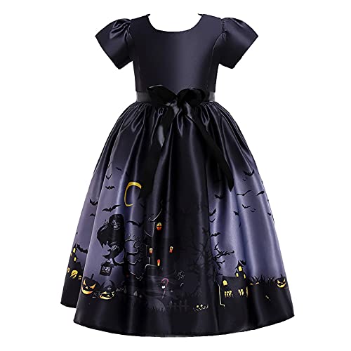 Halloween Kostüm Kinder Hexenkostüm Mädchen, Halloween Kostüm Mädchen Mit Hexenrock Kinder Verkleidung Set Für Cosplay Party Festival Halloween Kostüm Kleinkind Bühnenshows (Black, 11-12 Years) von Orbgons