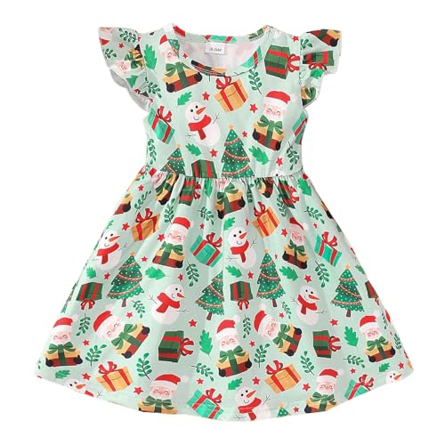 Kleinkind Mädchen Fliegenärmel Halloween Weihnachten Drucke Prinzessin Kleid Tanz Party Kleider Kleidung Oberteil Set Halloween Kleid Rock Mädchen Für Cosplay Party Festival (Green, 18-24 Months) von Orbgons