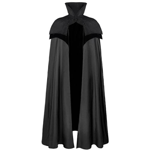 Medieval Black Hooded Robe, Halloween-Kapuzenumhänge Für Herren Damen Schwarzer Umhänge Mittelalter Teufel Kostüm Hexenkostüm Vampirumhänge Halloween GeisterKostüm Erwachsene (Black, One Size) von Orbgons