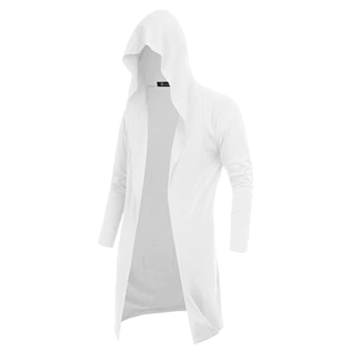 Medieval Black Hooded Robe, Kapuzenumhang Halloween Cosplay Tod Langer Umhänge Hexenprinz Prinzessin Umhänge Schwarzer Umhänge Mittelalter Halloween GeisterKostüm Erwachsene Halloween-Party (White, M) von Orbgons