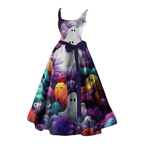 Orbgons Halloween Kostüm Gruselig, Gruselig Zombiebrautkostüm Damen Damen Halloween Kleidung Mit Blutigem Aufdruck Halloween Kleid Kostüm Party Bequemer Cocktailkleid Halloween Karneval (Purple, L) von Orbgons