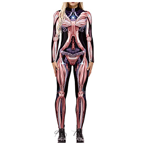 Orbgons Roboter Cosplay-Overall Für Damen, Punk-Catsuit, 3d-Print, Cosplay-Kostüm, Roboter Realistisch Langarm Overall Cosplay-Bodysuit Jumpsuit Halloween-Bodysuit, Rollenspiel, Karneval, Party (S) von Orbgons