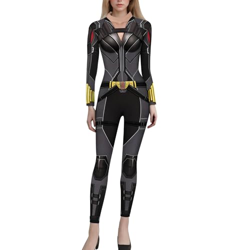 Roboter Cosplay-Overall Für Damen, 3d Roboter Erwachsene Jumpsuit Langarm Catsuit Weihnachten Karneval Jumpsuits Einteiler Mit Printreißverschluss Cosplay Bodysuit Halloween Kostüm Damen (Black, XXL) von Orbgons