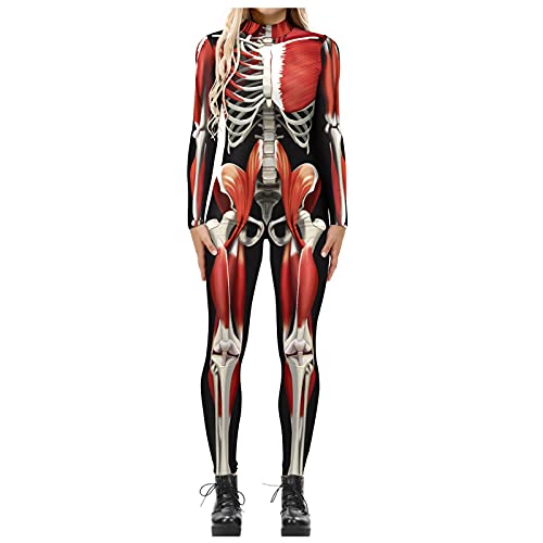 Roboter Cosplay-Overall Für Damen, Punk-Catsuit, 3d-Print, Cosplay-Kostüm, Roboter Realistisch Langarm Overall Cosplay-Bodysuit Jumpsuit Halloween-Bodysuit, Rollenspiel, Karneval, Party (Red, L) von Orbgons