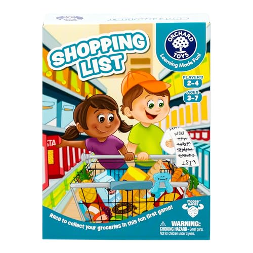 ORCHARD TOYS Einkaufslistenspiel – Neues Kunstrennen zum Sammeln Ihrer Lebensmittel in diesem lustigen Memory-Spiel, Alter 3–7, 2–4 Spieler von Orchard Toys