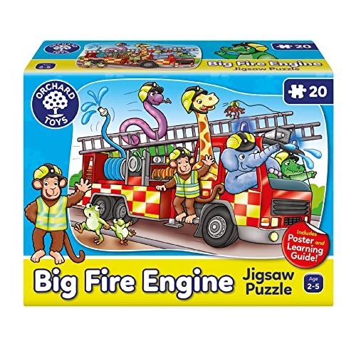 Orchard Toys ORC00286 Feuerwehr Großes Feuerwehrauto, 20-teiliges, geformtes, lehrreiches Puzzle für Kinder, Kleinkinder im Alter von 2-5 Jahren, fördert die Hand-Augen-Koordination, Mehrfarbig von Orchard Toys