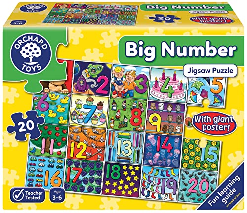 Orchard Toys Big Number Jigsaw Puzzle, 20 Piece 1-20 Educational Puzzle for Kids Ages 3-6, Develops Hand-Eye Coordination von Orchard Toys