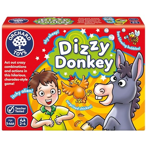 Orchard Toys Dizzy Donkey Game, A Charades Style Action and Performance Game, Family Games, Educational Games and Toys, Perfect for Kids Age 5- Adult von Orchard Toys