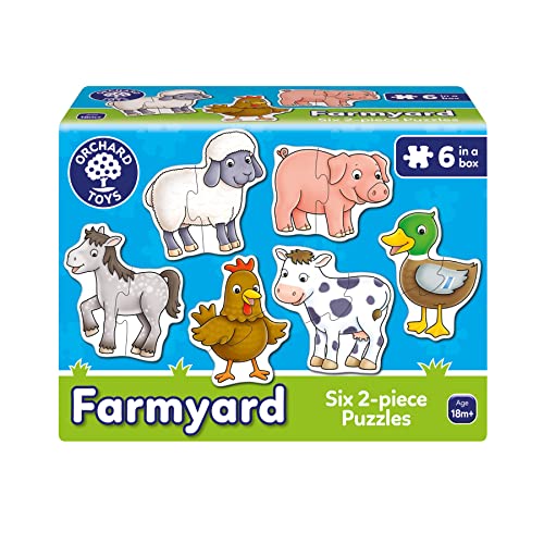 Orchard Toys Farmyard Jigsaw Puzzles, Six Puzzles in a Box, 2-Piece Puzzles for Toddlers Ages 18mths +, First Puzzle, Develops Hand-Eye Coordination von Orchard Toys