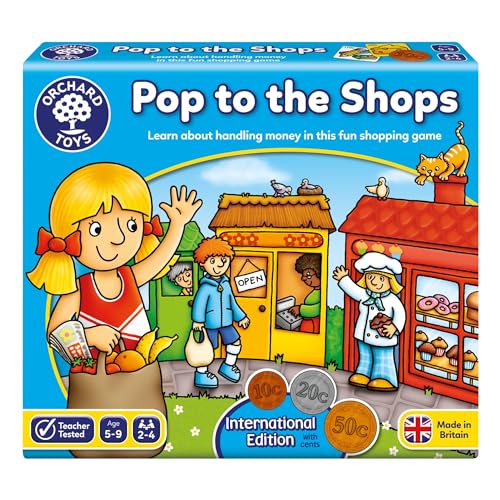 Orchard Toys International Pop to The Shops Game, Helps Teach Handling Money (Cents) and Giving Change, Perfect for Ages 5-9, Develops Money Skills von Orchard Toys