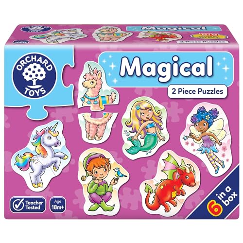 Orchard Toys Magical Jigsaw Puzzles, Six Puzzles in a Box, 2-Piece Puzzles for Toddlers Ages 18mths +, First Puzzles, Develops Hand-Eye Coordination von Orchard Toys