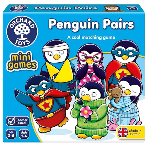 Orchard Toys Penguin Pairs Mini Game, Small and Compact, Travel Game, Holiday Game, Matching Game, Educational Game for Children Age 3-6 von Orchard Toys