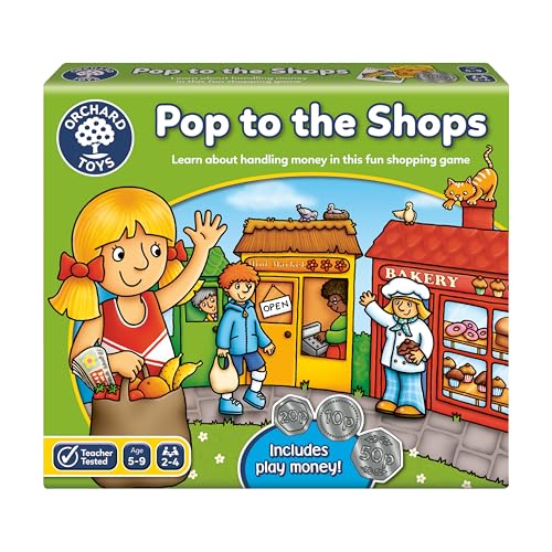 Orchard Toys Pop to The Shops Board Game, Helps Teach Handling Money and Giving Change, Perfect for Ages 5-9, Helps Money Skills, Educational Toy Game, 250 x 220 x 50mm von Orchard Toys