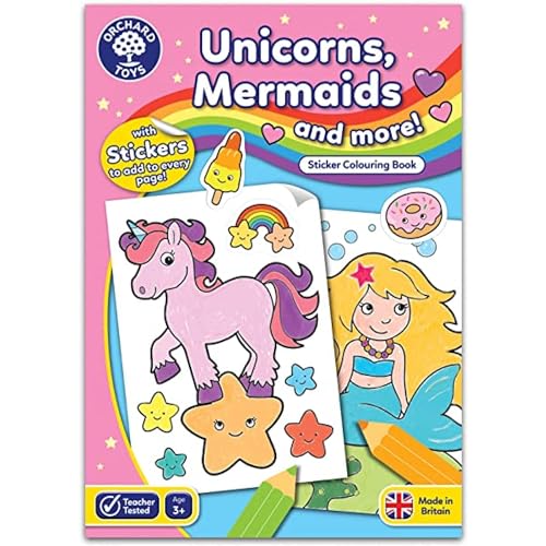 Orchard Toys Unicorns, Mermaids and More Colouring Book, Educational Colouring Book, Includes Stickers, for Kids Age 3 Years + von Orchard Toys