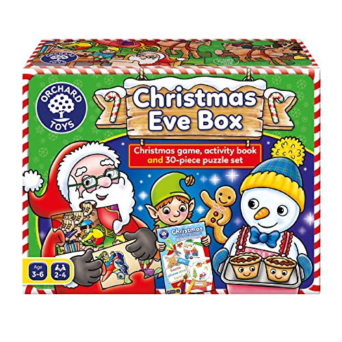 Orchard Toys Christmas Eve Box, Weihnachtsspiel, Weihnachtspuzzle und Aktivitäts-Malbuch in Einer Box, ideales Weihnachts-Adventsgeschenk für Kinder im Alter von 3–6 Jahren von Orchard Toys