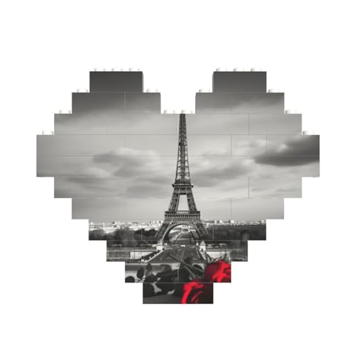 Eiffelturm mit Rosen-Druck, Baustein, Herz, Baustein, personalisierbar, Ziegelstein-Puzzle, für Männer und Frauen, Geburtstag, Valentinstag, Geschenke von OrcoW