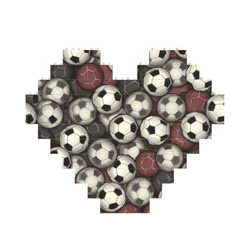 Fußballmuster-Druck, Baustein, Herz, Baustein, personalisierbar, Ziegelstein-Puzzle, für Männer und Frauen, Geburtstag, Valentinstag, Geschenke von OrcoW