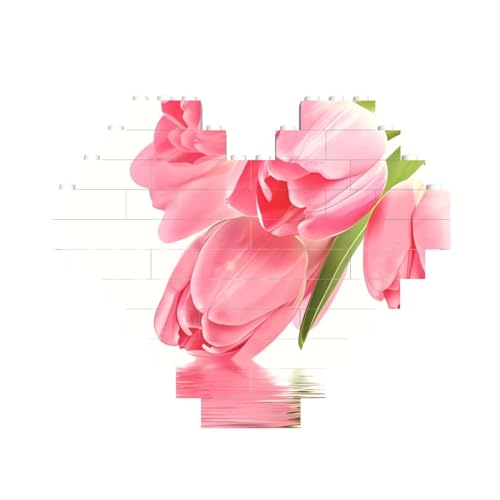 Hübsches rosa Blumendruck, Baustein, Herz, Baustein, personalisierbar, Ziegelstein-Puzzle, für Männer und Frauen, Geburtstag, Valentinstag, Geschenke von OrcoW