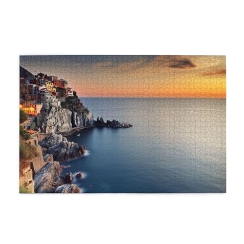 Italien Meer bei Sonnenuntergang Druck Puzzle Personalisiertes Puzzle Holzpuzzle Lustiges Puzzle 1000 Teile Für Erwachsene Geburtstag Xmas Geschenk von OrcoW