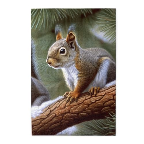 Little Squirrel Print Puzzles 1000 Teile Puzzle für Erwachsene, herausforderndes Holzfotopuzzle, personalisiertes Bild, Puzzle, perfekt für Spielabende, 74,9 cm L x 50 cm B von OrcoW