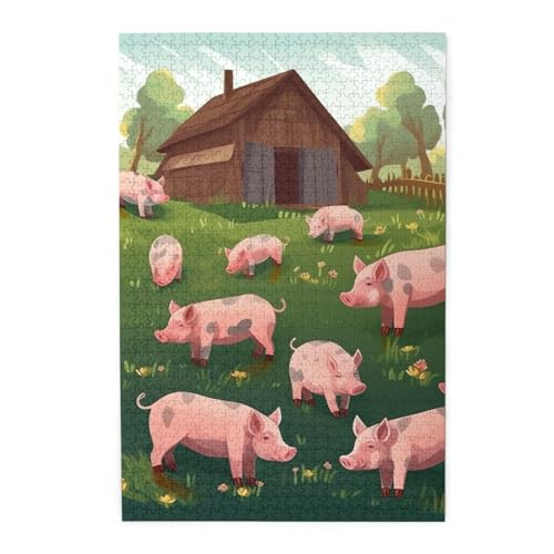 Pigs In Farm Print Jigsaw Personalisiertes Puzzle Holzpuzzle Lustiges Puzzle 1000 Teile Für Erwachsene Geburtstag Xmas Geschenk von OrcoW