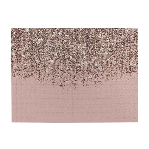 Pink Rose Gold Bronze Cascading Glitter Print Jigsaw Personalisiertes Puzzle Holzpuzzle Lustiges Puzzle 500 Teile Für Erwachsene Geburtstagsgeschenk von OrcoW