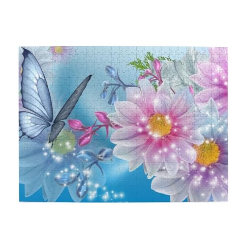 Schmetterling Blüten Drucken Jigsaw Personalisiertes Puzzle Holzpuzzle Lustiges Puzzle 500 Teile Für Erwachsene Geburtstagsgeschenk von OrcoW