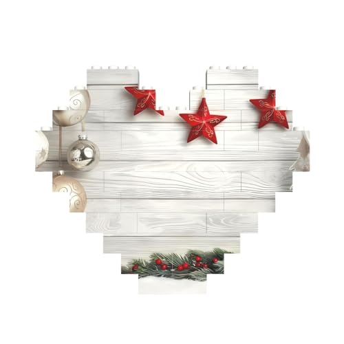 Weihnachtsbaum- und Glocken-Druck, Baustein, Herz, Baustein, personalisierbar, Ziegelstein-Puzzle, für Männer und Frauen, Geburtstag, Valentinstag, Geschenke von OrcoW